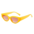 Retro yellow cat-eye sunglasses with orange gradient lenses and decorative metal rivets - Orange Frame Gradient Brown Lens