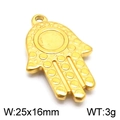 Golden Hamsa Hand stainless steel pendant with embossed dot texture 25x16mm size - Style 5 Gold Color (KLJ5710-Z)