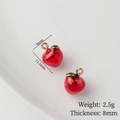 Mini red apple charm in gold-plated finish for DIY jewelry making 11.5x9mm size - Single Piece Price / Cherry Red