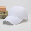 White quick-dry baseball cap with laser-cut ventilation holes and adjustable strap - Adjustable / White