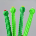 Creative cactus-shaped silicone pens with yellow and pink flowers in green finish - Round Cactus Shape