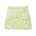 Mini-jupe en tulle vert clair avec paillettes florales et broderies, vue à plat - XS / Vert