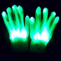 Detail of white knitted LED gloves emitting bright green fluorescent light in the dark - Green Light (1 Piece)