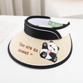 Dettaglio visiera in paglia per bimbi con panda e scritta You are so sweet - 52-54cm (3-10 Anni) / Nero-Panda