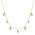 Collana boho dorata con ciondoli quadrati testurizzati e accenti di zircone tondo - Rilievo quadrato e zirconia rotonda / Oro