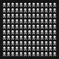 Cotton bandana with white skull and crossbones pattern on a black background - Dense Black White Skull (N-24)