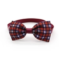 Classic red plaid pet bowtie with adjustable wine red strap and white plastic buckle - 2-Red Blue Plaid Bow Tie