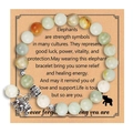 8mm Pink Zebra stone bracelet with elephant charm on gift card for strength and luck - Elephant Charm Amazonite Healing With Card