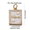 Ciondolo rettangolare Mama dorato con inserto in madreperla bianca e cristalli - Ciondolo Rettangolare Mama Effetto Madreperla (CX145-7)