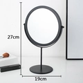 Minimalist black metal desktop makeup mirror with 27cm height and 19cm width base - Round Base Mirror / 27*19*9cm / Black
