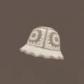 Retro handmade crochet sun flower knit bucket hat in cream and khaki patchwork design - One Size / Beige Five Flowers Hat