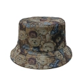 Beige sun hat for women with retro jacquard cartoon bear patterns for beach travel - Beige (B)