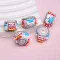 DIY resin beads in candy style mix with colorful hand-painted finish for phone chains - White Bead Gray Edge Red Cream + White Cherry
