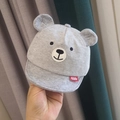 Berretto da baseball a righe grigie per neonati con orecchie d'orso in morbido cotone - Grigio