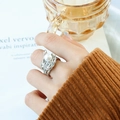 Irregular silver molten lava ring with a white pearl on a person's hand - US Size 7 (Non-adjustable) / Steel Color (A439)