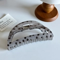 Pinza per capelli grigio trasparente a pois neri con molla in metallo resistente - Semitondo Grigio 11.6cm