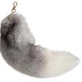 Plush faux fox tail keychain with grey gradient fur and gold metal clasp accessory - 40CM / Cross Fox 2