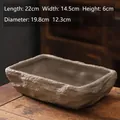 Rectangular stone-textured ceramic planter for succulents with zen aesthetic, 22x14.5cm - LWY Stone Hydroponic Pot-004
