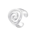 Macro shot of silver metal ear cuff featuring an elegant irregular swirl design - VJ675 White Gold