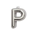 Polished silver letter P pendant with a mirror finish and 3D hollow design - Letter P / Mirror Silver