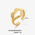 Minimalist 18K gold-plated stainless steel hugging hands heart ring with open band - Adjustable Open / Gold