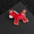 Lindo broche de poni de esmalte rojo con diamantes de imitación y copo de nieve dorado - Caballo de Copo de Nieve Rojo (XZ268 Caballo Rojo)
