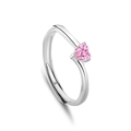 Adjustable S925 sterling silver ring with a polished pink heart-shaped crystal - FDJZ-273-Women's