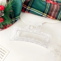 Transparent acrylic hair claw clip with white snowflake prints and holiday-themed decor - 8.5cm / Transparent Snowflake