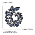 Elegant silver olive branch wreath brooch with blue and purple rhinestones, 4.3x3.6cm - Blue