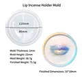 Detailed view of lip-shaped incense burner silicone mold with precise dimensions - Lips Incense Burner Plate Mold