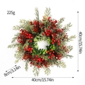 Christmas wreath with red berries and eucalyptus leaves for front door decor, 15.7 inch - Medium Red Faux Berry Style (25)