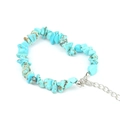 Vintage natural turquoise stone chip bracelet with adjustable silver lobster clasp - Blue Turquoise