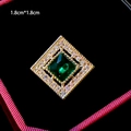 Golden butterfly flower brooch with square emerald gemstone and zircon stones 1.8cm - Emerald Square Style (B893)