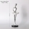 Silver and white ballet dancer figurine on black base, 25.5cm height artistic sculpture - Ballet Girl Statue - Silver Style A