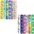 Set of 12 colorful unicorn slap bracelets with rainbow and star patterns for kids - Unicorn PVC Slap Bracelets Set (12pcs)
