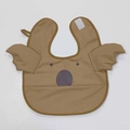 Waterproof baby wing bib with brown koala face design and front food catcher pocket - Wings - Khaki Koala / One Size