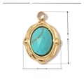 Détail macro d'un pendentif ovale 15x10mm en acier doré avec pierre naturelle verte - VG039-Pierre Style Turquoise Ovale