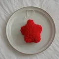 Red star lamb wool Christmas ornament with white hanging string, size 9cm x 9cm - Star / Orange Red