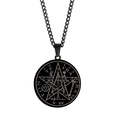 Collar hip-hop unisex con colgante de sello pentagrama en acero inoxidable negro - Negro