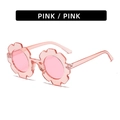 Cute pink flower-shaped sunglasses for kids with durable plastic frames and lenses - Transparent Pink Frame Pink Lens