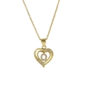 18k gold plated brass heart necklace featuring letter O pendant with clear crystals - Necklace O