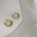 Elegant gold twisted hoop earrings with a polished woven metal texture for women - Gold Twisted Ear Buckle