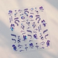 Laser purple snake nail stickers M-900 with holographic shine and Chinese ink style - Glass Broken Style (M900玻璃碎)