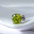 Four-prong nest-cut green zircon stud earring with silver titanium steel screw back - Fruit Green