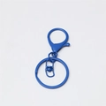 Bright blue metal lobster clasp keychain with rotating connector and key ring accessory - Sapphire Blue