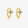 Orecchini a cerchio in argento S925 dorato con ciondolo occhio del diavolo blu e zirconi - Argento 925 / Oro
