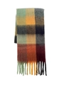 Écharpe à carreaux et franges en mohair vert et orange pour la chaleur d'hiver - Carreaux Vert Herbe Noir