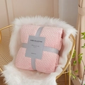 Pink coral fleece blanket with herringbone knit texture and elegant gift packaging - Light Pink