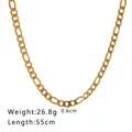 Detail of 55cm long and 0.6cm wide 18K gold plated Figaro link chain necklace - Gold Figaro Chain (NB-N1028)