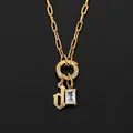14K vergulde roestvrijstalen ketting met letter D en strass hangers - Letter D / Goud